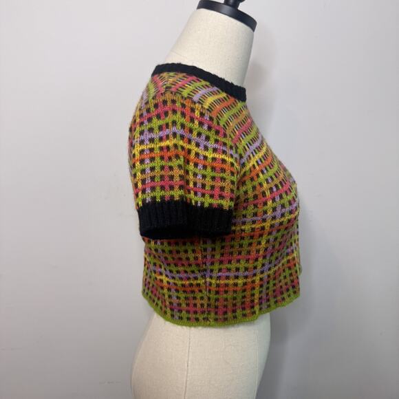 Y2K 90s Plaid Crop Top Baby Tee Sweater • Grunge Fairy Alt Girl Babe X Girl M - Picture 2 of 5